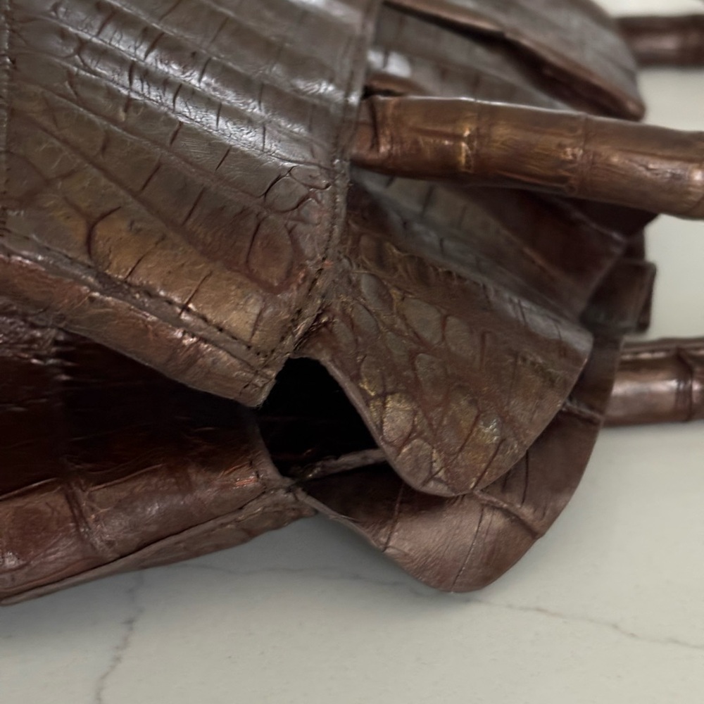 Nancy Gonzalez Brown Leather Satchel Timeless Design - Picture 3 of 11